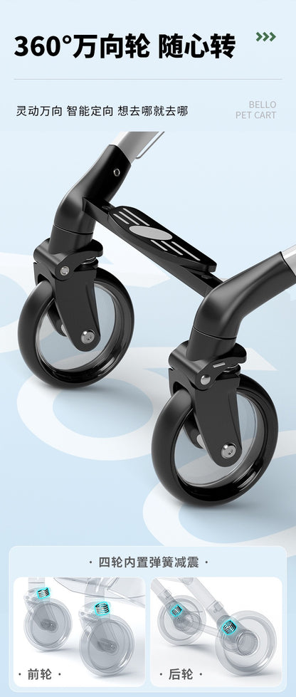 Bello Large 4 in 1 Pet Stroller One-Touch Folding Lightweight Cat&Dog Stroller VM01 Golden