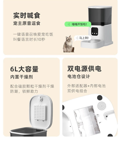 Aiwo Automatic 6L Pet Food Dispenser With APP Control And Voice Pet Feeder