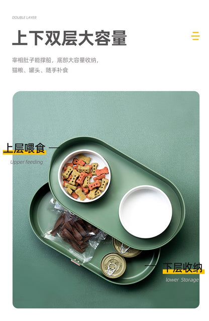 Hoopet Pet feeding Station With Elevated Pet Bowls With Food Storage