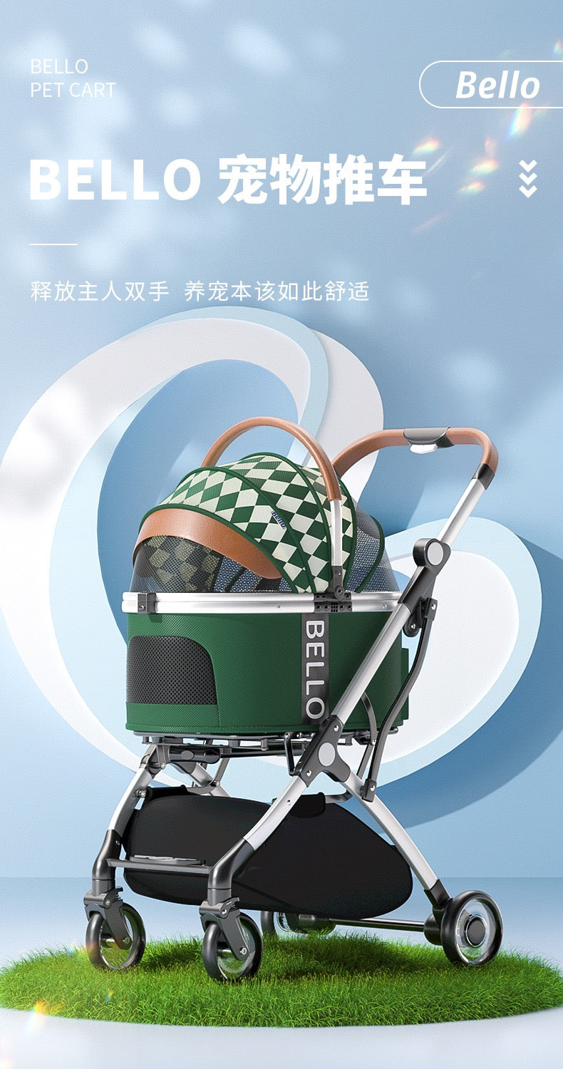 Bello Large 4 in 1 Pet Stroller One-Touch Folding Lightweight Cat&Dog Stroller VM01 Golden