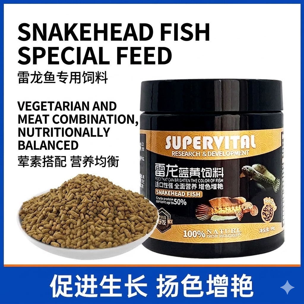 SuperVital Snakehead Fish Food - Color Enhancing High Protein Pellets (80g)