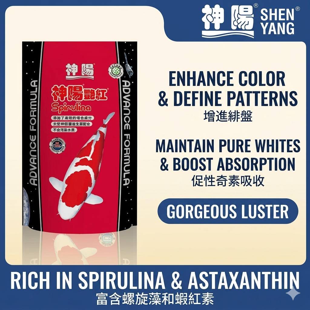 Shenyang Premium Koi Fish Food Color Enhancing Spirulina & Astaxanthin Pellets (1kg)