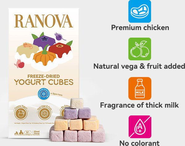 Ranova Yogurt Mixed Flavor Freeze-Dried Dog & Cat Treats, 40-g box