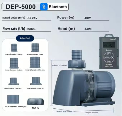 Jebao/Jecod DEP-5000 Aquarium Fish Tank Frequency Conversion Silent Fish Pond Pump Amphibious Circulation Pump (APP Operation)