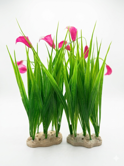 2-Pack Calla Lily Artificial Aquarium Grass Plants Fish Tank Decoration