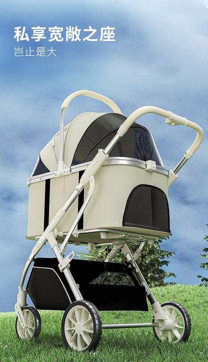 Bello Large 3-In-1 Cat Dog Stroller with Detachable Carrier Universal Wheel VM07 Black