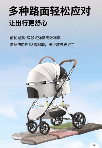 Bello Large 3 in 1 Folding Pet Stroller For Cats And Dogs LD11 White