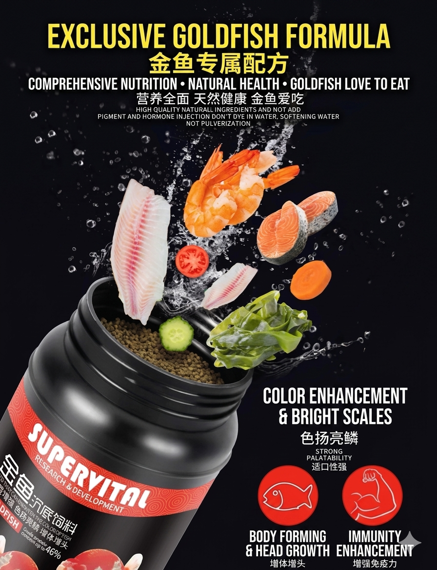 Supervital Goldfish Sinking Pellets-High Protein Color&Head Growth Fish Food(700g)