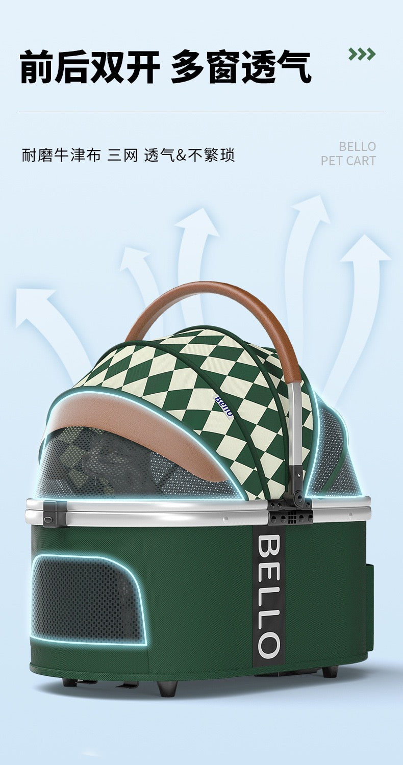 Bello Large 4 in 1 Pet Stroller One-Touch Folding Lightweight Cat&Dog Stroller VM01 Golden