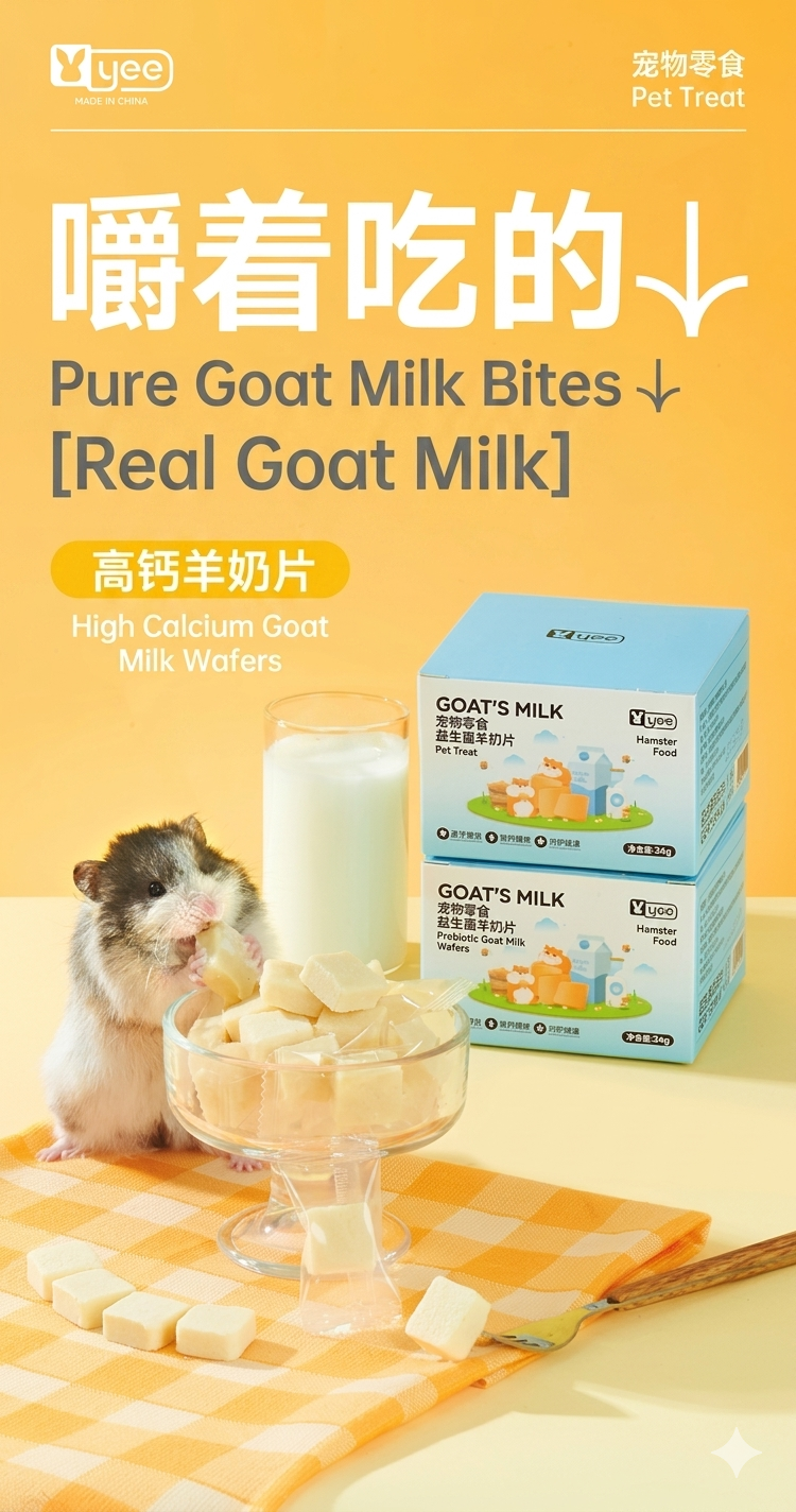 Yee Probiotic Goat Milk Cubes Small Pet Calcium Chew Treats For Hamster 34g/box