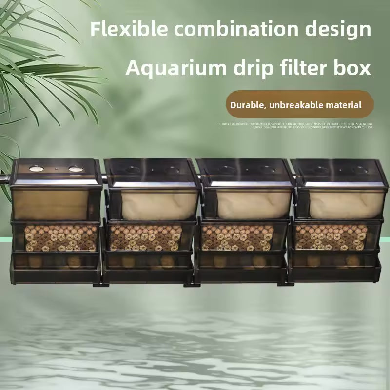 VOONLINE Tee-in-One Aquarium Filter System Upper Placement Circulation Water Purifier Drop Flow Box External Hanging Filter VL-232