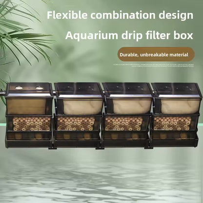 VOONLINE Tee-in-One Aquarium Filter System Upper Placement Circulation Water Purifier Drop Flow Box External Hanging Filter VL-232