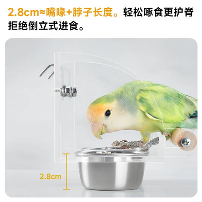 Yee Splash-Proof Stainless Steel Parrot Feeder