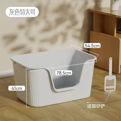 Hoopet Grey Extra Large Litter Box With High Sides Anti-Splashing Kitty Litter Box