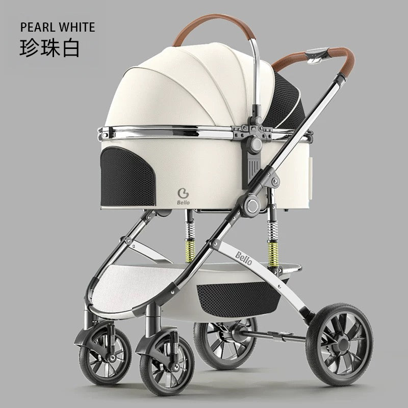 Bello Large 3 in 1 Folding Pet Stroller For Cats And Dogs LD11 White
