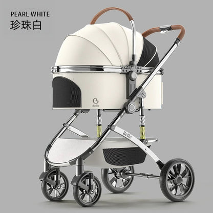 Bello Large 3 in 1 Folding Pet Stroller For Cats And Dogs LD11 White