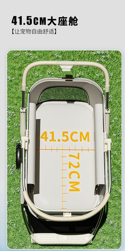 Bello Large 3-In-1 Cat Dog Stroller with Detachable Carrier Universal Wheel VM07 Black