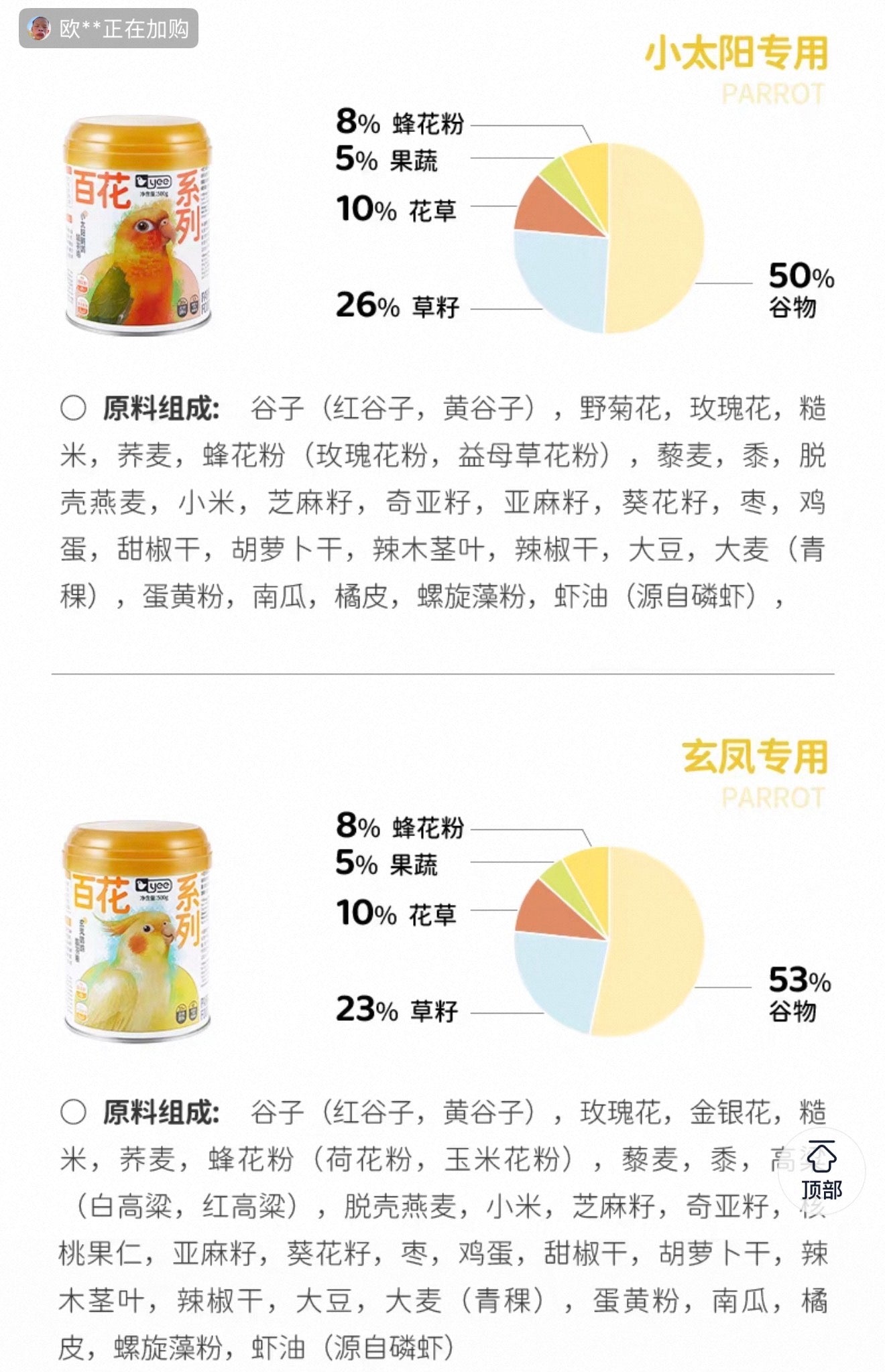 Yee Species-Specific Parrot Food With Bee Pollen 500g