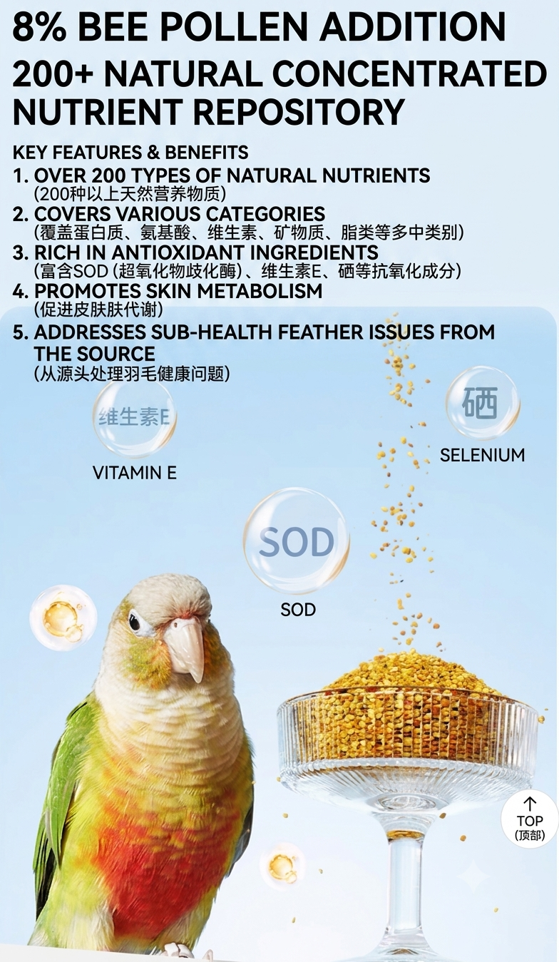 Yee Budgie Bloom Feather Seed Mix 8% Bee Pollen Premium Budgie Parrot Food