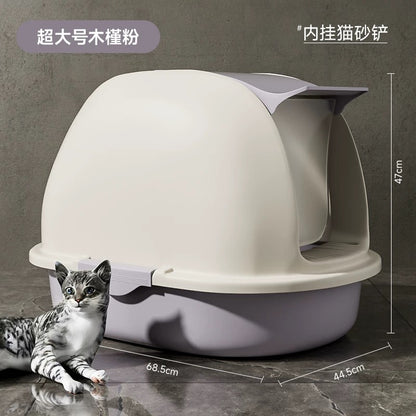 Hoopet Split Hood And Front Door Flap Cat Litter Box Enclosure With Scoop