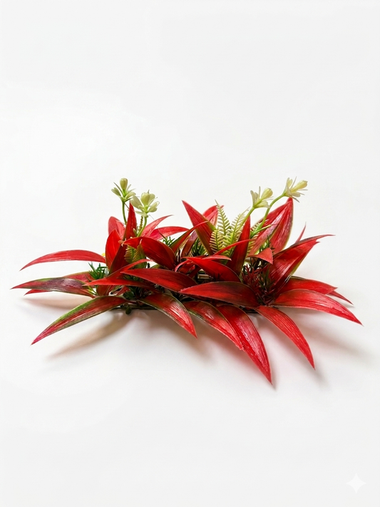 Low-Profile Red Artificial Fish Tank Plant Aquarium Decoration