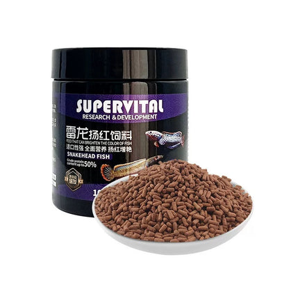 SuperVital Snakehead Fish Food - Color Enhancing High Protein Pellets (80g)