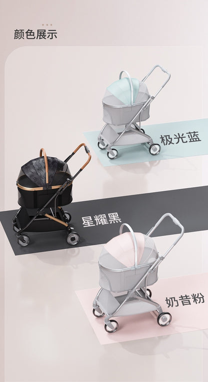 Bello Large 3-in-1 Pet Strollers with Detachable Carrier Foldable Travel Pet Stroller LD06T