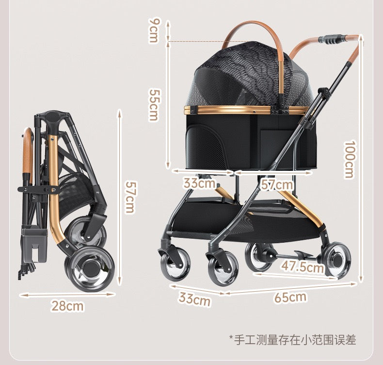 Bello Large 3-in-1 Pet Strollers with Detachable Carrier Foldable Travel Pet Stroller LD06T