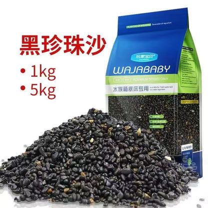 WANJIABABY Aquarium Seabed Black Stone Sand