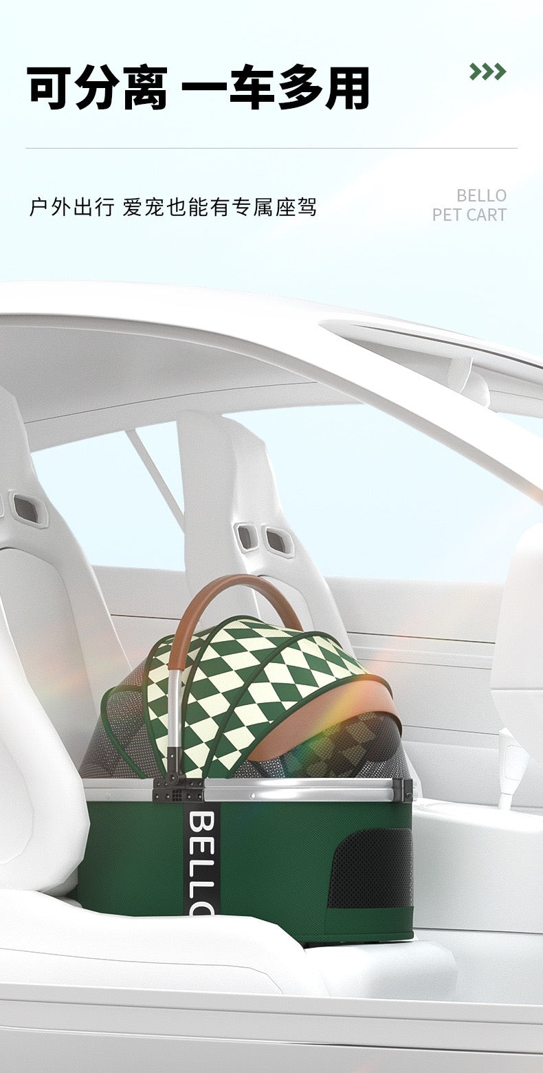 Bello Large 4 in 1 Pet Stroller One-Touch Folding Lightweight Cat&Dog Stroller VM01 Golden