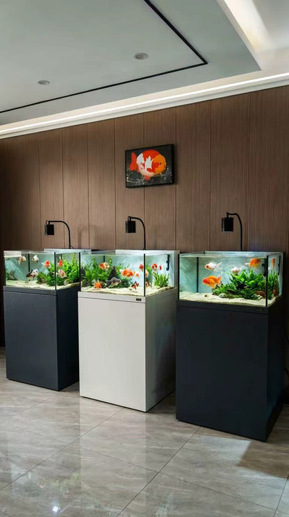 JingHaiWang Premium Ranchu Goldfish Aquarium Elegant White Design With Aluminum Stand