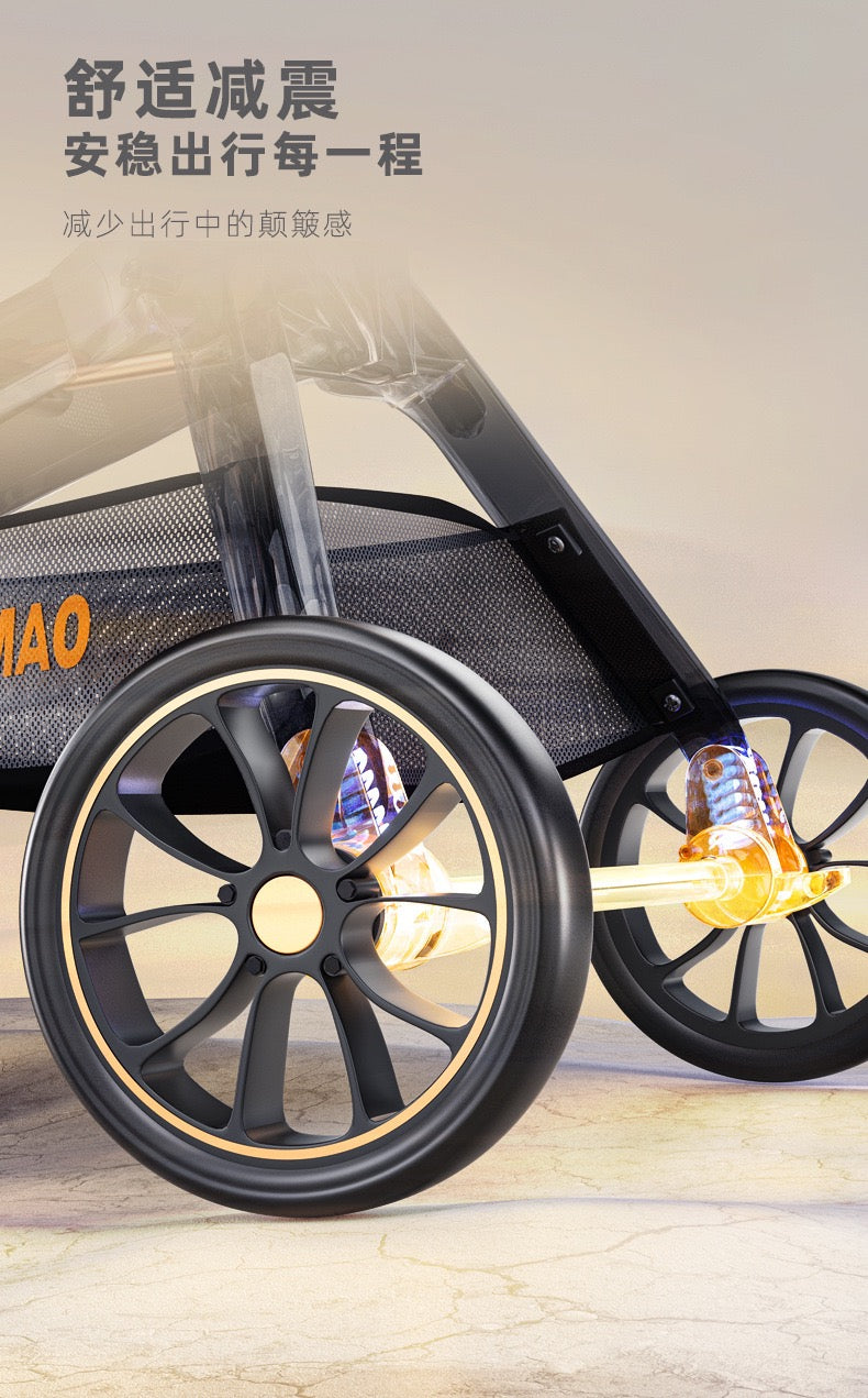 Bello Luxury Large 3 in 1 Pet Stroller with Detachable Carrier For Cats And Dogs VM06 Black