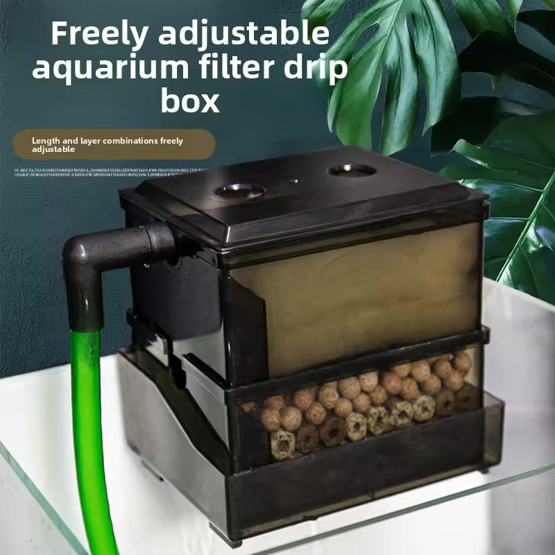 VOONLINE Tee-in-One Aquarium Filter System Upper Placement Circulation Water Purifier Drop Flow Box External Hanging Filter VL-232