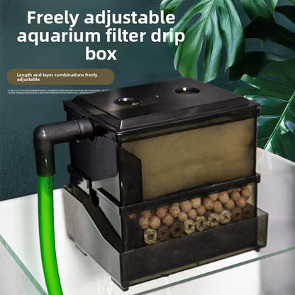VOONLINE Tee-in-One Aquarium Filter System Upper Placement Circulation Water Purifier Drop Flow Box External Hanging Filter VL-232