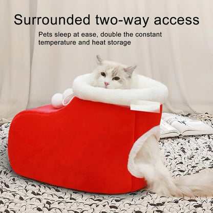 Tinypet Pet Bed Boot Shape with Mat Thickening Pet Cat Warm Cushion Nest Cat Supplies