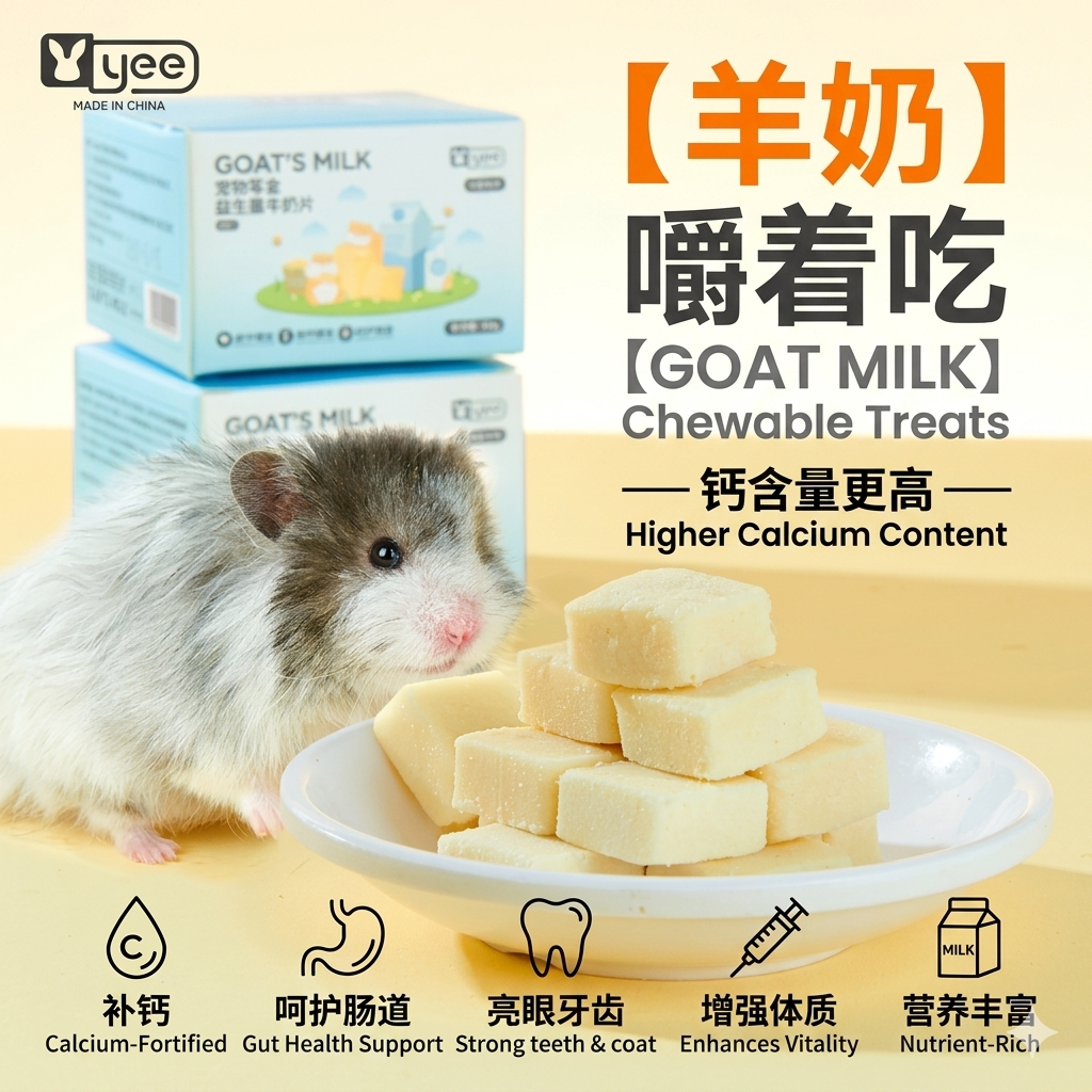 Yee Probiotic Goat Milk Cubes Small Pet Calcium Chew Treats For Hamster 34g/box