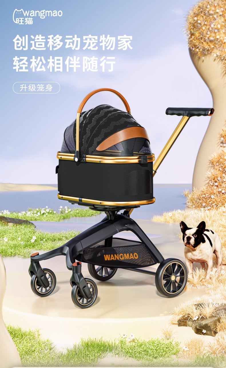Bello Luxury Large 3 in 1 Pet Stroller with Detachable Carrier For Cats And Dogs VM06 Black