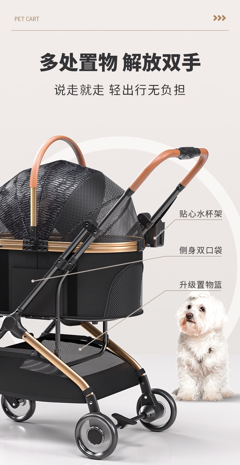 Bello Large 3-in-1 Pet Strollers with Detachable Carrier Foldable Travel Pet Stroller LD06T
